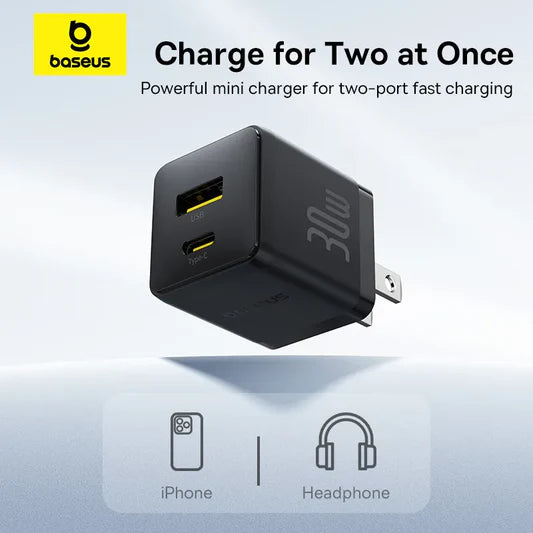 Baseus Palm 20W fast charger USB-C and USB-A black