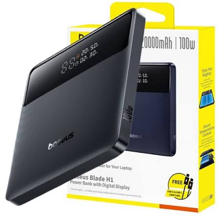 Baseus Blade H1 20000mAh 100W Laptop & Phone Power Bank with Digital Display — Cosmic Black
