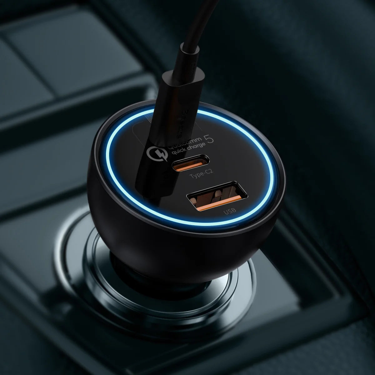 Baseus 160W car charger charging laptop in car