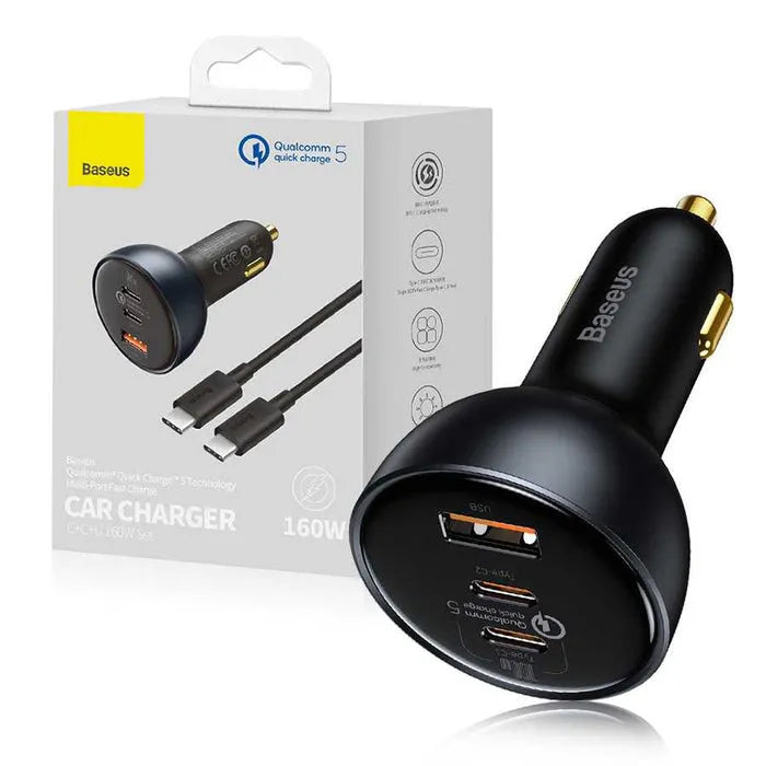 Baseus 160W car charger with QC5.0 and 100W USB-C port