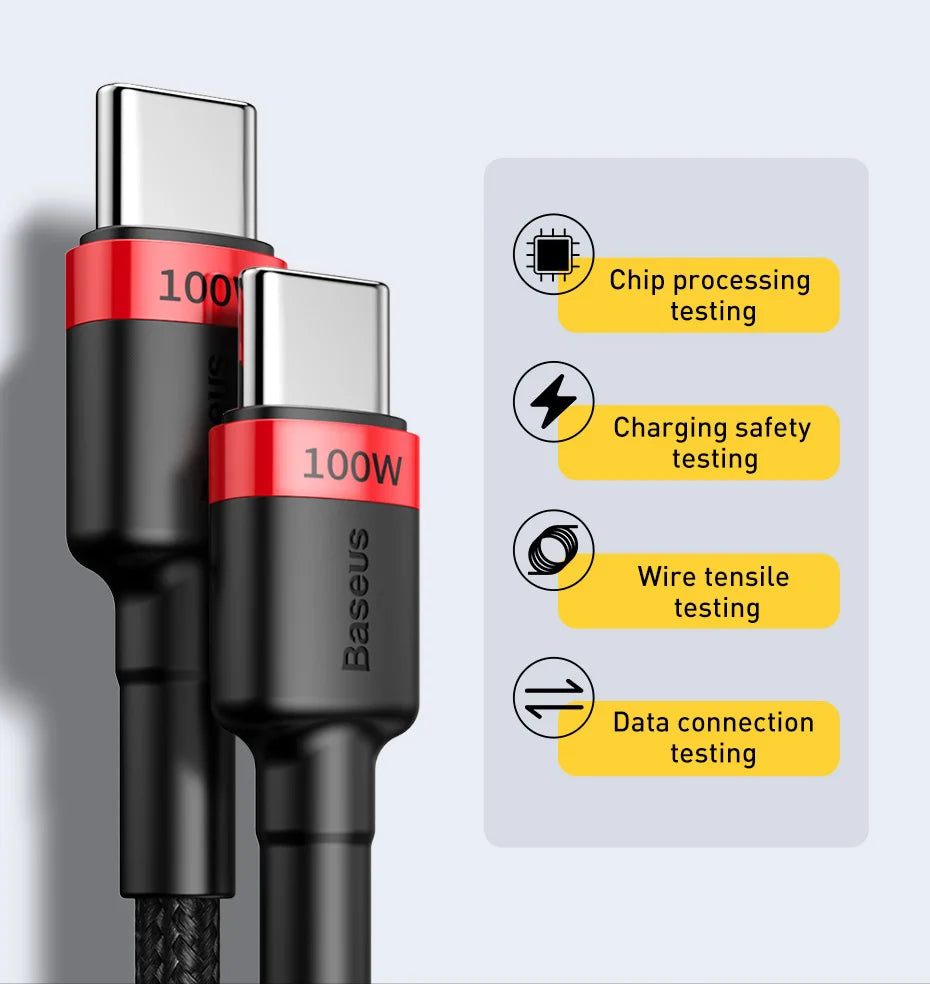 Black red Type-C to Type-C cable for phone laptop fast charging