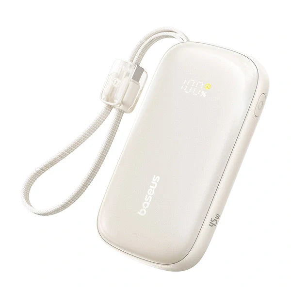 Baseus EnerFill FC21 QPow 3 Ultra 20000mAh 45W Power Bank with Detachable Cable — Natural Titanium