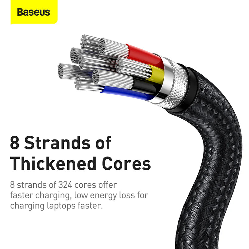 Baseus Cafule 3M USB to Type-C Fast Charging Cable – Durable Nylon Braided Data Cable