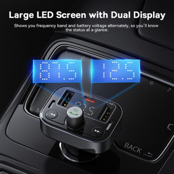 Baseus S-09 Pro Car FM Transmitter – Bluetooth 5.3, 18W PD Fast Charging, Hands-Free Calling & HiFi Audio