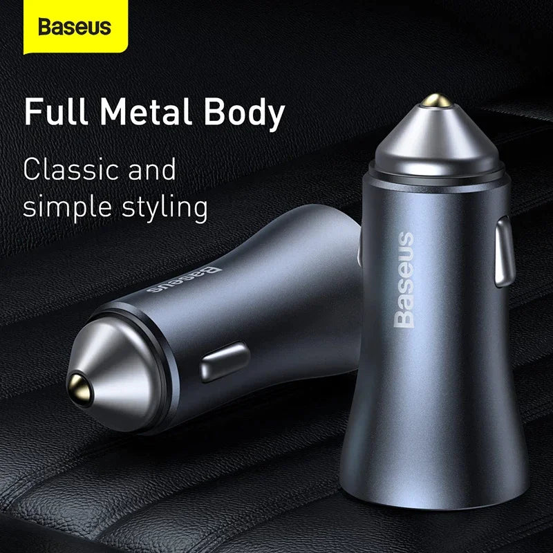 Baseus 40W Dual-Port Car Charger (USB-C PD + USB-A QC)