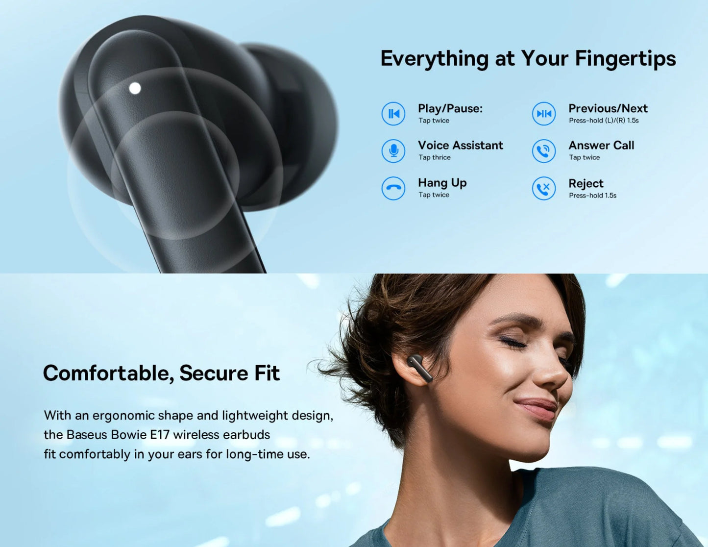 Baseus Bowie E17 Wireless Earbuds with ENC Mic