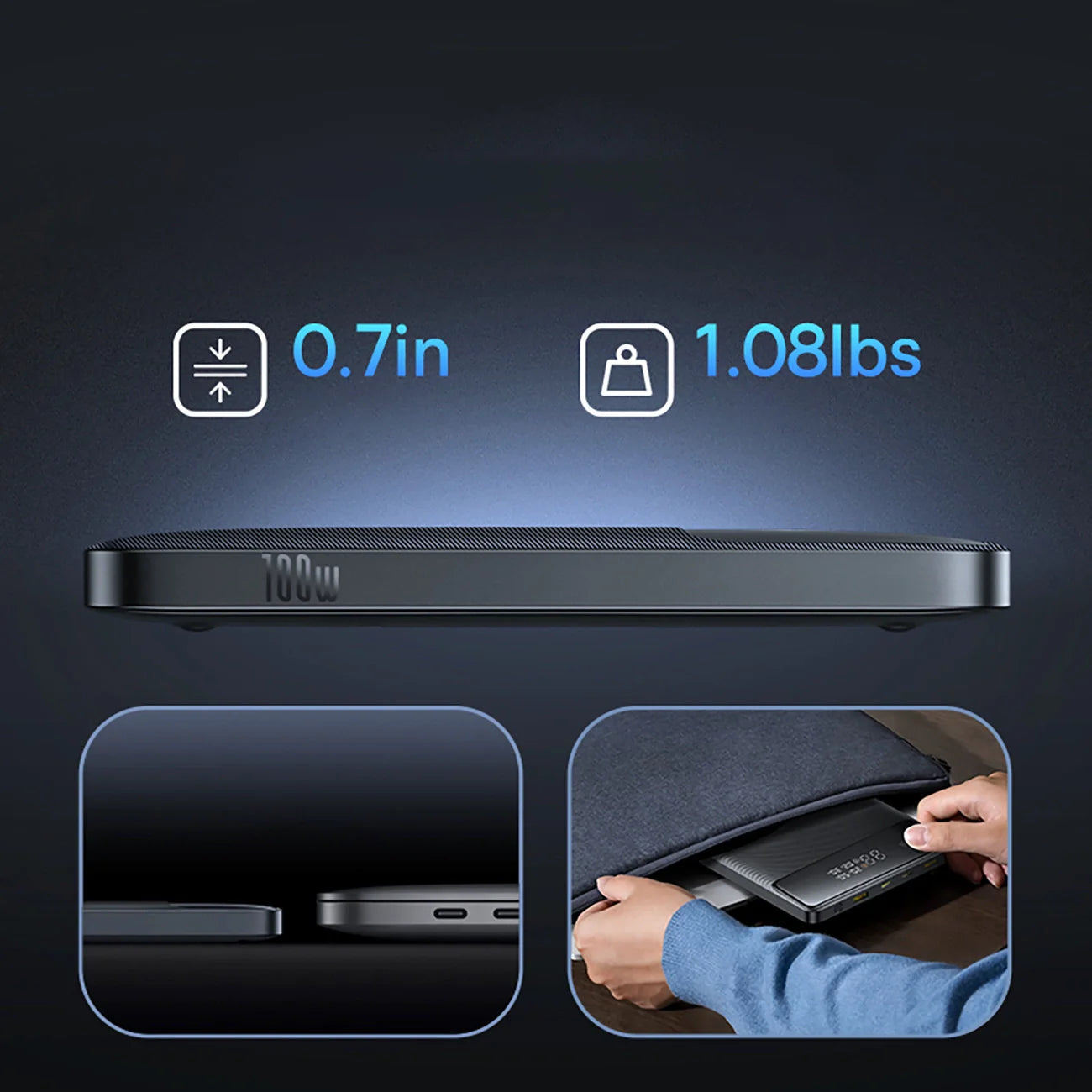 Baseus Blade H1 20000mAh 100W Laptop & Phone Power Bank with Digital Display — Cosmic Black